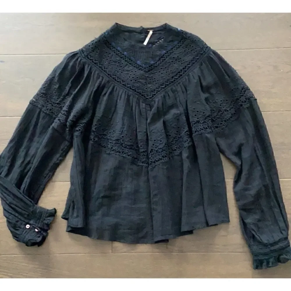 FREE PEOPLE ABIGAIL VICTORIAN TOP Size S